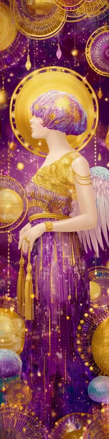 Free angel bookmark featuring flapper angel magenta